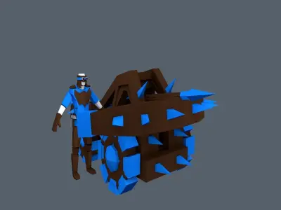 Ballista armored vehicle with wheels Low-poly 3D model