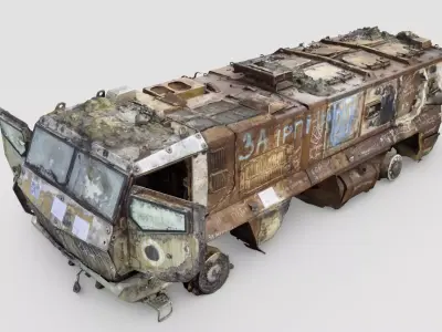 destroyed russian KAMAZ-63968 Typhoon-K MRAP  3D model