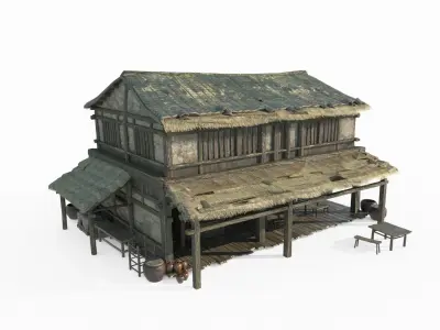 Asian Ancient Architecture Wine Shop 3D model