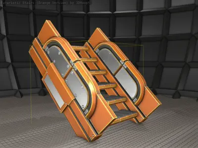 Sci-Fi Stairs - 23 - Orange  Version Low-poly 3D model