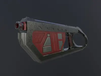 Low poly and High poly gun-JD8920H1 Low-poly 3D model
