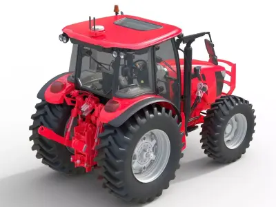 Farming Red Tractor  Low-poly 3D model