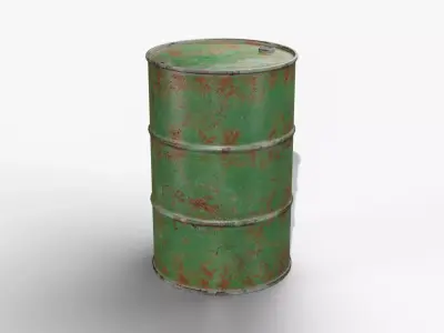 Steel Barrel - Green - Rusted 3D model
