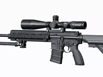 AR 15 Modular Sniper rifle HK416 Low-poly 3D model
