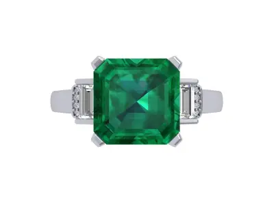 Emerald Art Deco Ring 3D print model 21