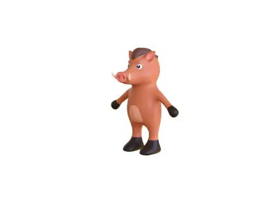 High-Quality 3D Cute Wild Boar for Games Low-poly 3D model