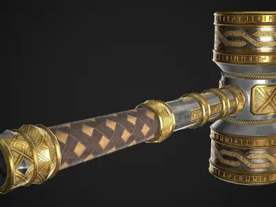Fantasy Hammer 01 Low-poly 3D model