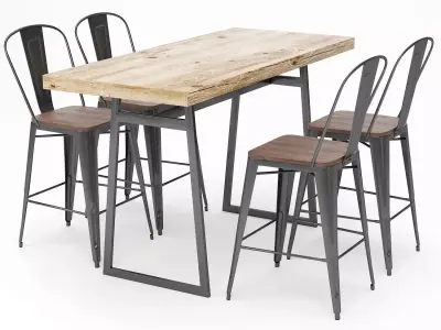 Bar Table and Stool Sets 05 3D model