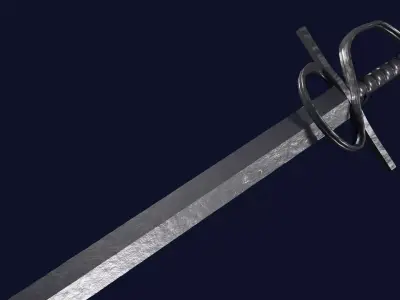 Gladius sword with Flamberge handle Low-poly 3D model