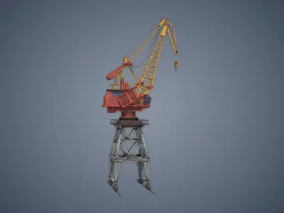 Dock crane Low-poly 3D model 2