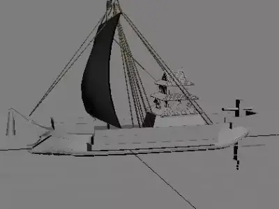 samurai old Battle ship Free low-poly 3D model