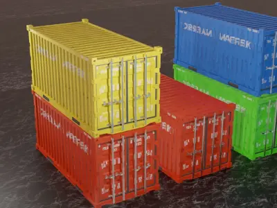 cargo shipping container 20ft Low-poly 3D model