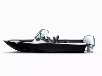 Flat Deck Utility Bass Boat Low Poly Fishing Boat Low-poly 3D model