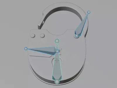 Padlock - Rigged Steel Lock with Shackle and Sliding Key Cover 3D model
