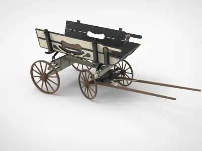 Horse cart Low-poly 3D model shop