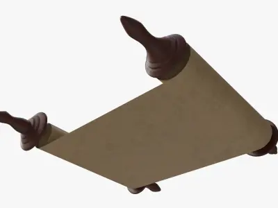 Ancient Scroll With Wooden Rods Old text 01 3D model