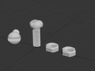 Rusted Bolts and Nuts Free 3D model