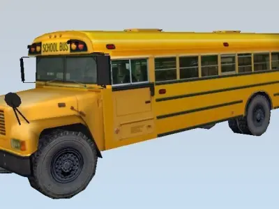 Yellow School Bus Low-poly 3D model Low-poly 3D model