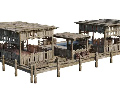 Old Wooden Storage Building 4K Textures GameReady 82 Low-poly 3D model
