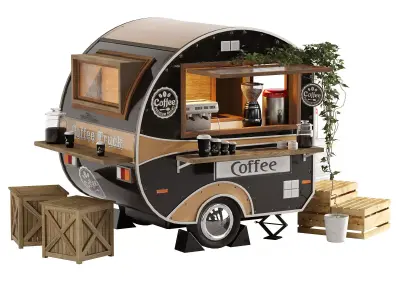 Realistic model of Foodtruck trailer set 6 3D model