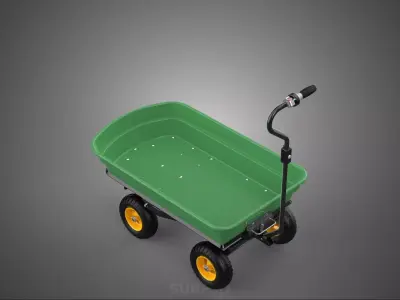 ELECTRIC POLY DECK GARDEN UTILITY CART WAGON TRAILER TROLLEY BED 3D model