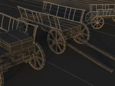 Old Horse Cart Low Poly 2 Texture Low-poly 3D model