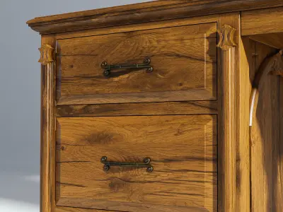 Victorian Table and Mirror Set Old Natural 3D model