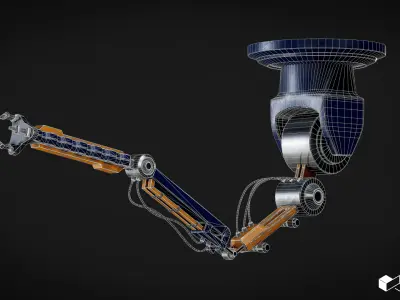 Futuristic Robotic Arm Low-poly 3D model