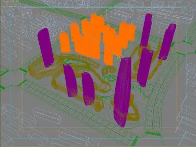 Architecture futuristic city with tall buildings 3D model purchase