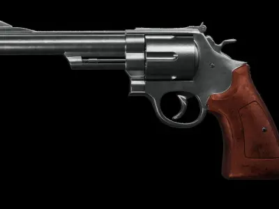 Old Classic Revolver Gun Silver and Black With Bullets 3D model