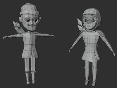 Lowpoly worrier character Low-poly 3D model