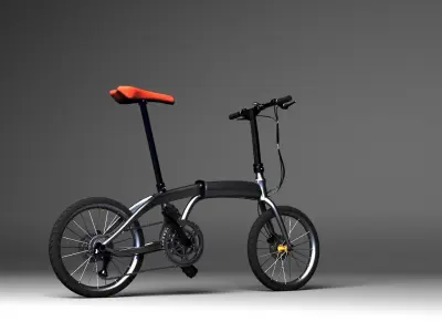 Bicycle folding bike Low-poly 3D model titanium Low-poly 3D model