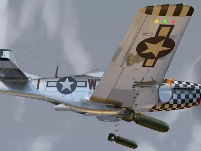 Mustang P-51 D in flight 3D model