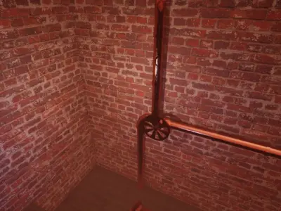 Cogs And Pipes - Lowpoly - PBR copper Low-poly 3D model