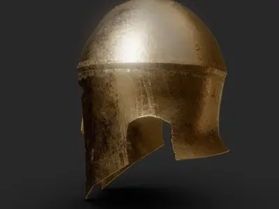 Lowpoly Greek helmet Low-poly 3D model