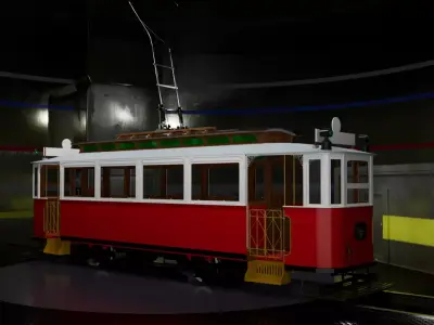 Retro tramway High-poly 3D model 3D model