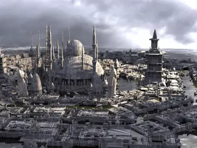 Star Wars Coruscant inspired towers collection 3D model