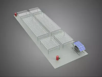NFT FIELD AEROPONIC HYDROPONIC CROP PLANT FARM SOLAR POWERED IOT 3D model