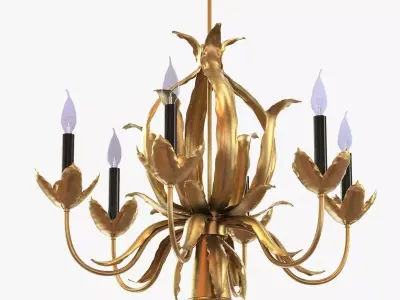 Mid-Century Brutalist Brass Chandelier 3D model