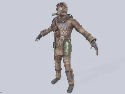 Post apocalypse character Low-poly 3D model purchase
