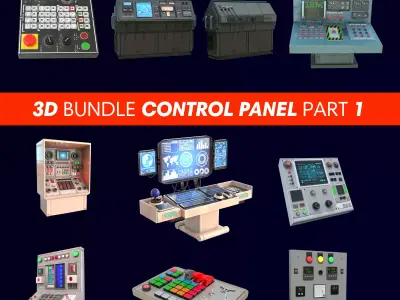 3D Control Panel Bundle Pack Part 1  Game Ready 3D model