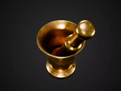 Brass Mortar and Pestle Low-poly 3D model