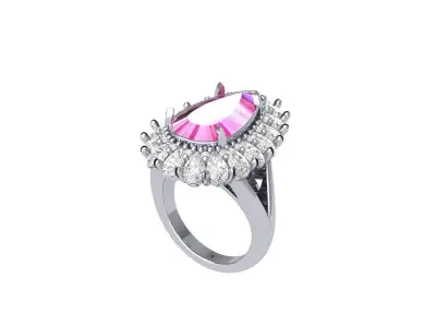 Pear Art Deco Ring 3D print model 7