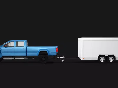 Large Pickup and Cargo Trailer 3D model