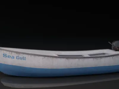 Small Fishing Boat Low-poly 3D model