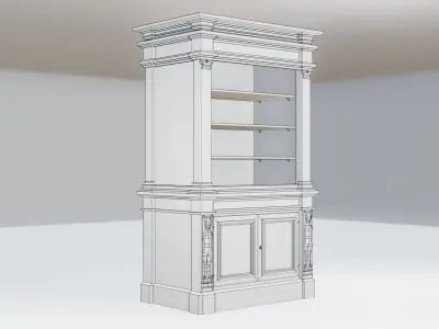 Closet 1 PBR ornate bookcase Low-poly 3D model