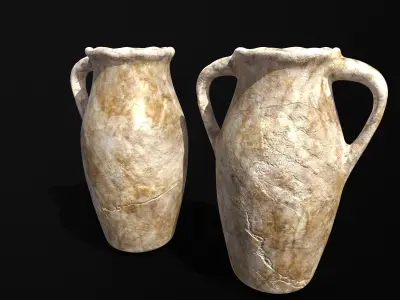 Antique Marble Vase Set Low-poly 3D model