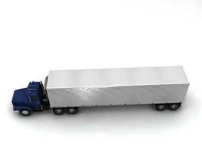 Semi Truck With Box Trailer Low-poly 3D model