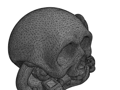 Industrial Locked Metal Skull Low-poly 3D model