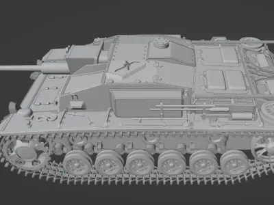 H0 1-87 scale WW2 StuG III Ausf F 3D print model